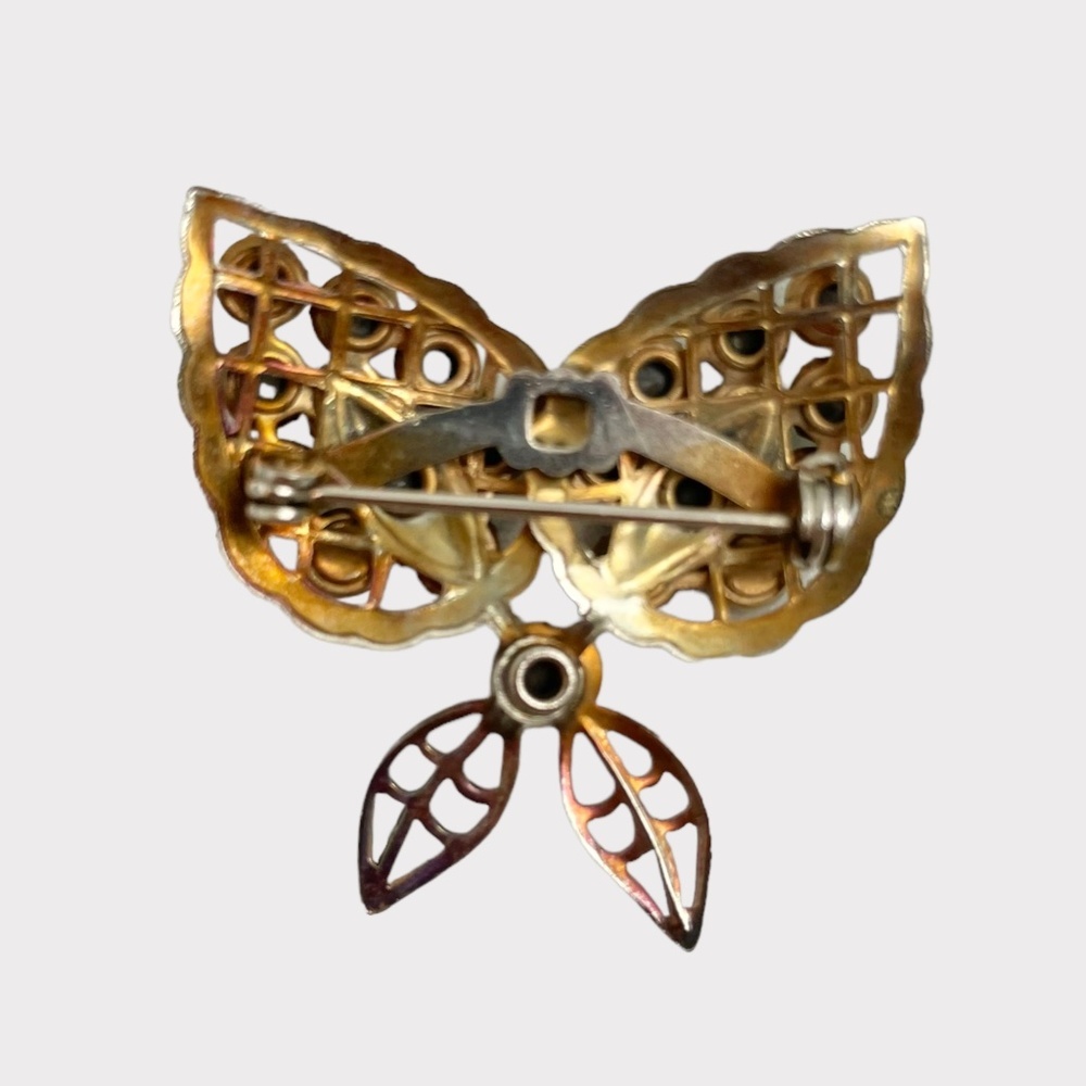 Colorful Iridescent Rhinestone Butterfly Brooch - Picture 2 of 5